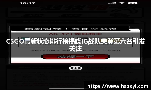 CSGO最新状态排行榜揭晓IG战队荣登第六名引发关注